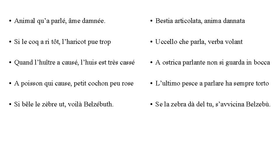  • Animal qu’a parlé, âme damnée. • Bestia articolata, anima dannata • Si
