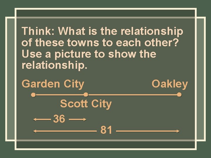 Think: What is the relationship of these towns to each other? Use a picture Think: What is the relationship of these towns to each other? Use a picture
