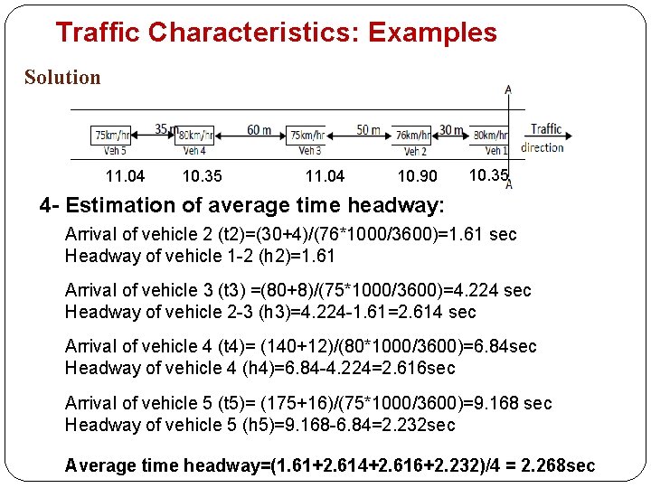 Traffic Characteristics: Examples Solution 11. 04 10. 35 11. 04 10. 90 10. 35