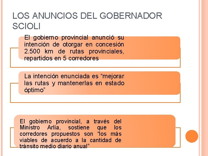 LOS ANUNCIOS DEL GOBERNADOR SCIOLI El gobierno provincial anunció su intención de otorgar en