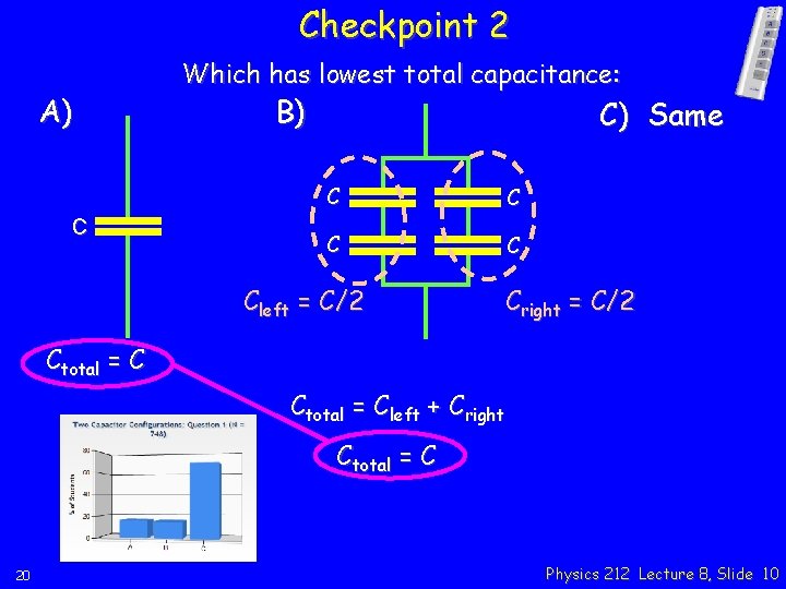 Checkpoint 2 A) C Which has lowest total capacitance: B) C) Same C C