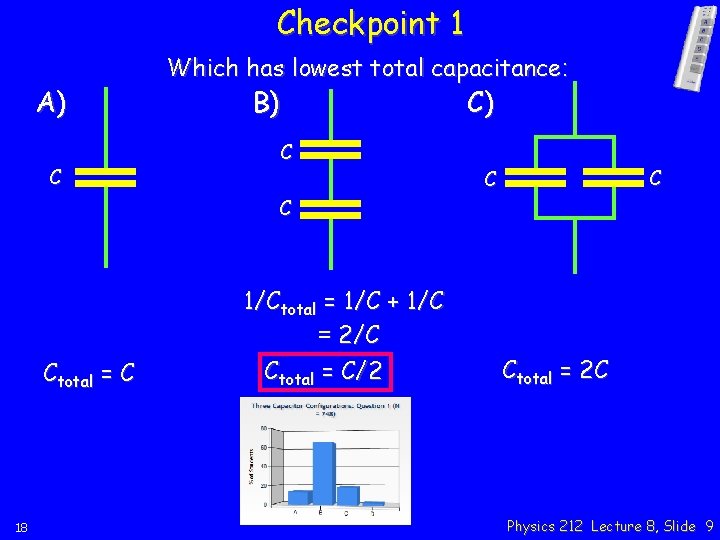 Checkpoint 1 A) C Which has lowest total capacitance: B) C C C Ctotal