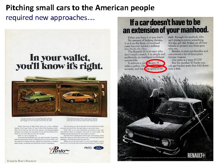 Pitching small cars to the American people required new approaches…. 