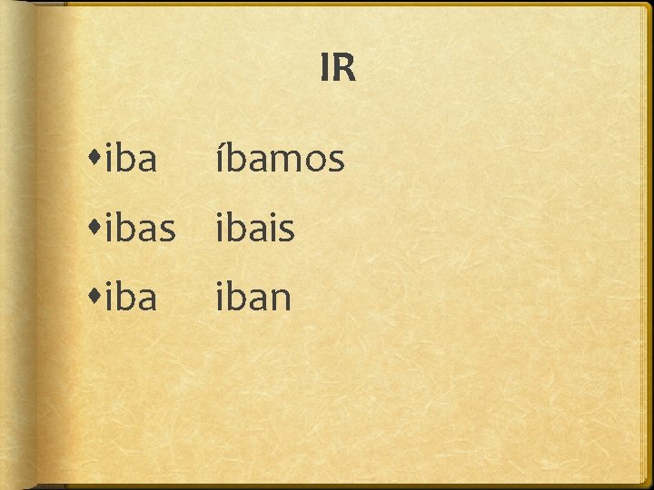 IR iba íbamos ibas ibais iban 