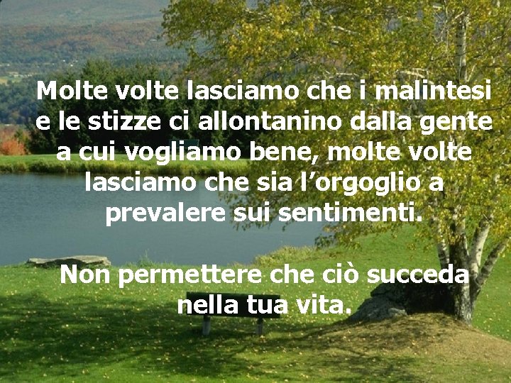 Molte volte lasciamo che i malintesi e le stizze ci allontanino dalla gente a