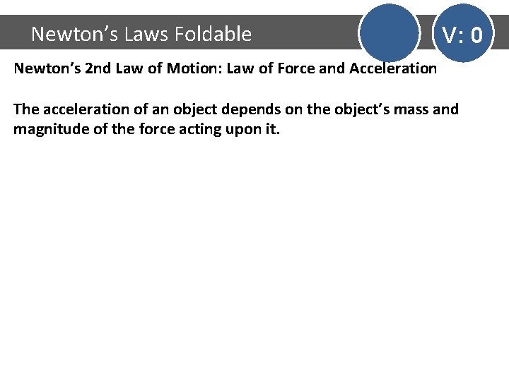 Newton’s Laws Foldable V: 0 Newton’s 2 nd Law of Motion: Law of Force