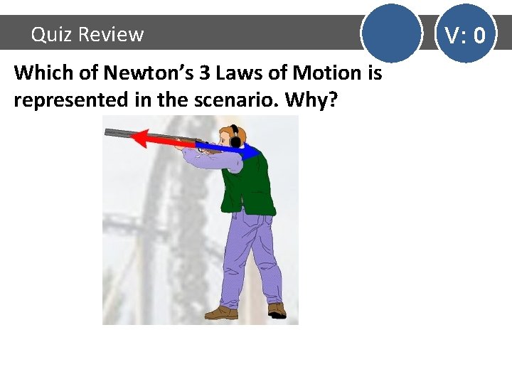 Quiz Review Which of Newton’s 3 Laws of Motion is represented in the scenario.
