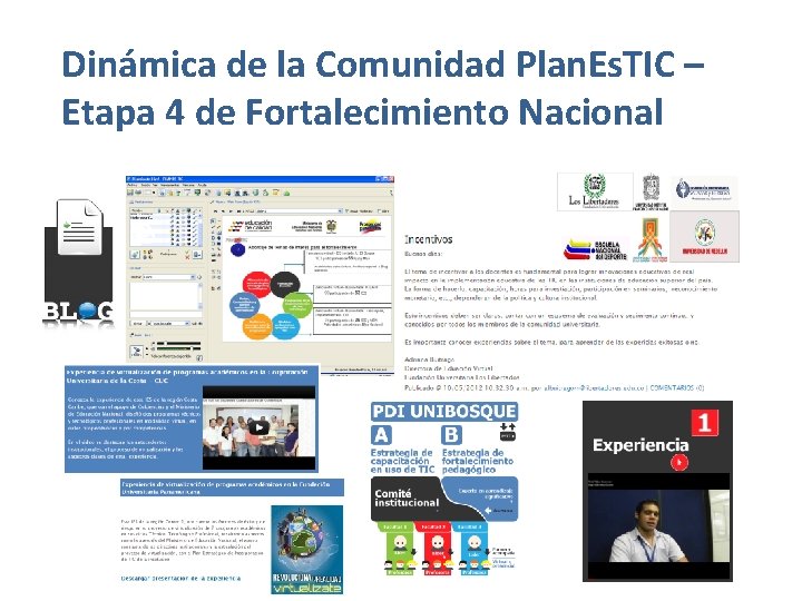 Dinámica de la Comunidad Plan. Es. TIC – Etapa 4 de Fortalecimiento Nacional 