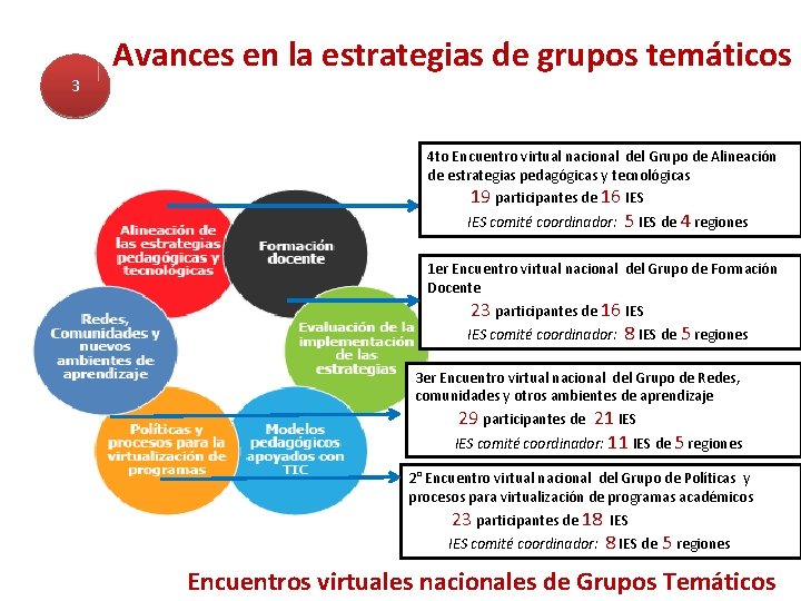 3 Avances en la estrategias de grupos temáticos 4 to Encuentro virtual nacional del