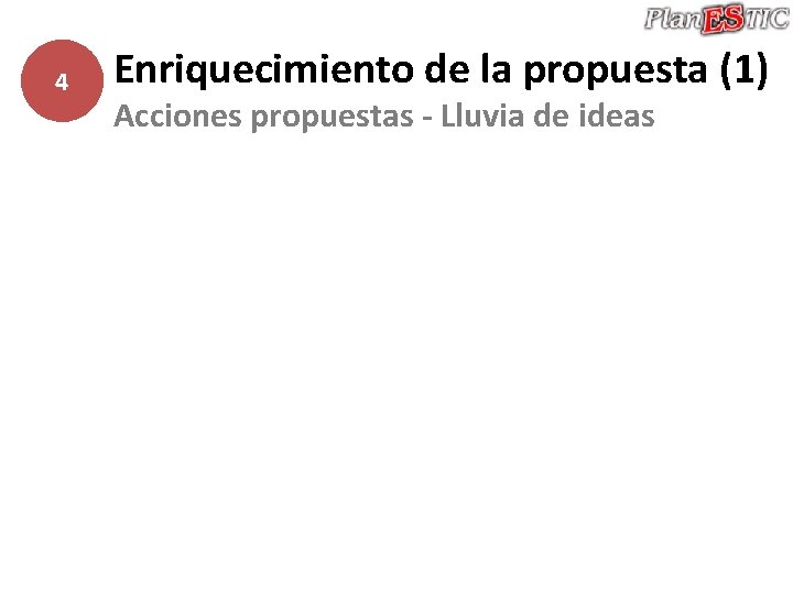 4 Enriquecimiento de la propuesta (1) Acciones propuestas - Lluvia de ideas 