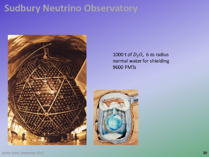 Sudbury Neutrino Observatory Achim Stahl, September 2017 10 