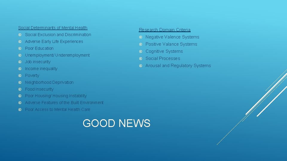 Social Determinants of Mental Health Social Exclusion and Discrimination Adverse Early Life Experiences Poor