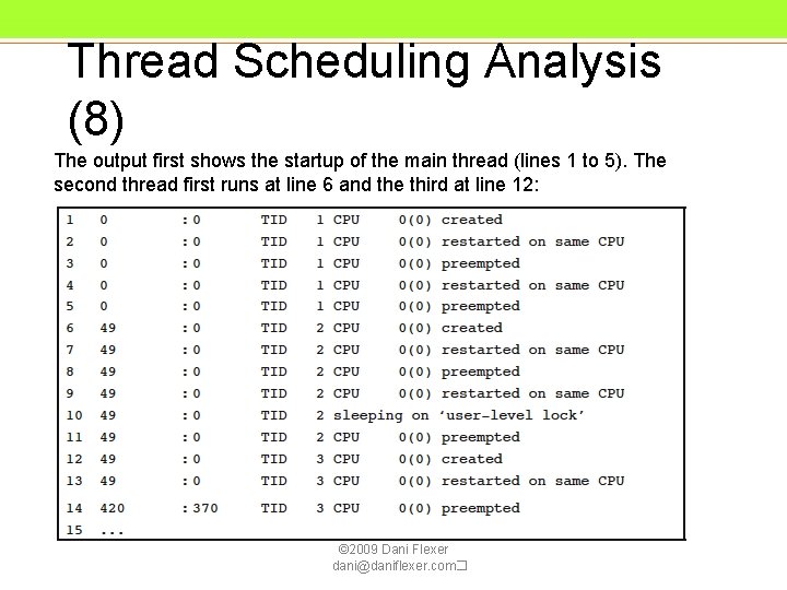 Thread Scheduling Analysis (8) The output first shows the startup of the main thread Thread Scheduling Analysis (8) The output first shows the startup of the main thread