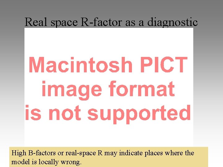 Real space R-factor as a diagnostic High B-factors or real-space R may indicate places