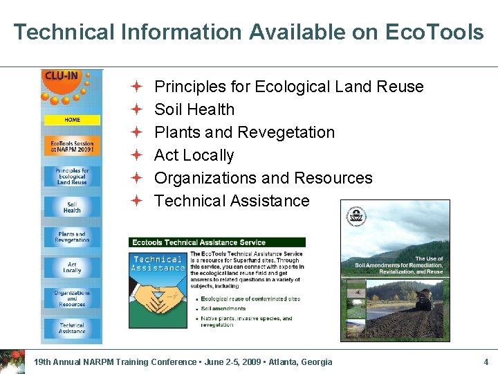 Technical Information Available on Eco. Tools ª ª ª Principles for Ecological Land Reuse Technical Information Available on Eco. Tools ª ª ª Principles for Ecological Land Reuse