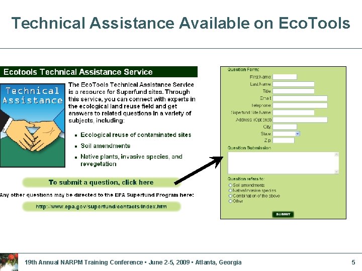 Technical Assistance Available on Eco. Tools 19 th Annual NARPM Training Conference • June Technical Assistance Available on Eco. Tools 19 th Annual NARPM Training Conference • June