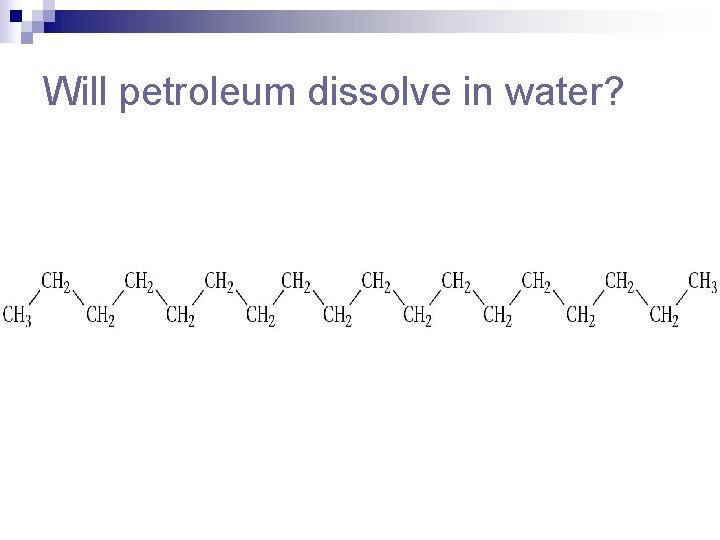 Will petroleum dissolve in water? 