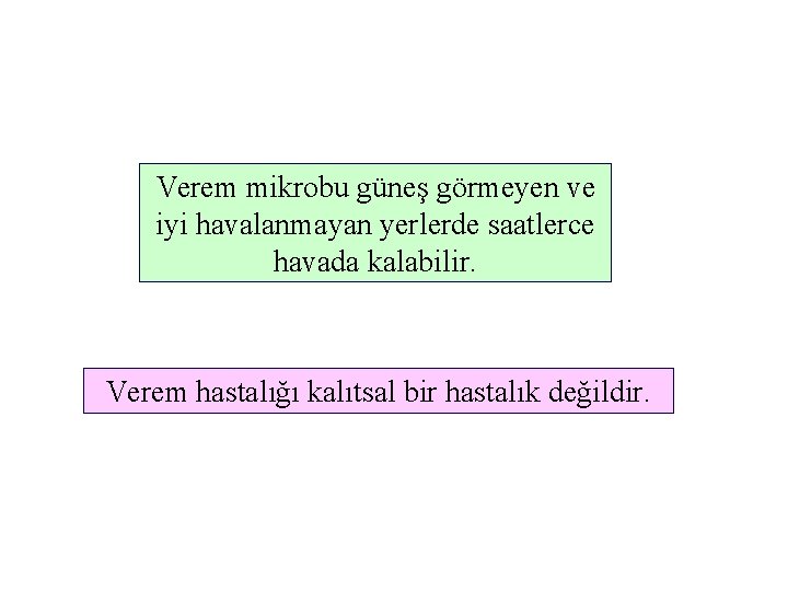 Verem mikrobu güneş görmeyen ve iyi havalanmayan yerlerde saatlerce havada kalabilir. Verem hastalığı kalıtsal