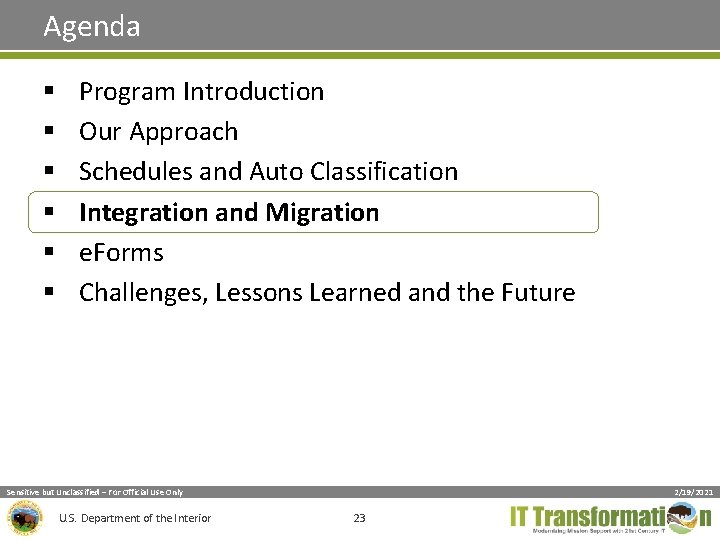 Agenda § § § Program Introduction Our Approach Schedules and Auto Classification Integration and Agenda § § § Program Introduction Our Approach Schedules and Auto Classification Integration and