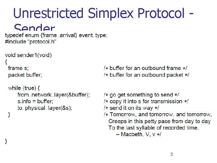 Unrestricted Simplex Protocol Sender 3 