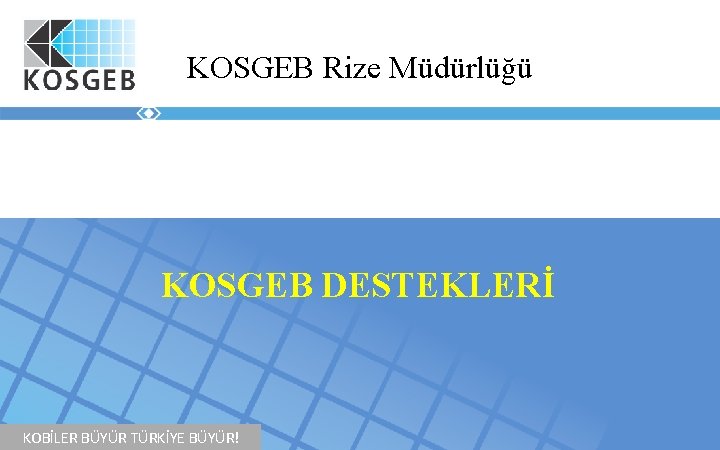 KOSGEB Rize Müdürlüğü KOSGEB DESTEKLERİ KOBİLER BÜYÜR TÜRKİYE BÜYÜR! 