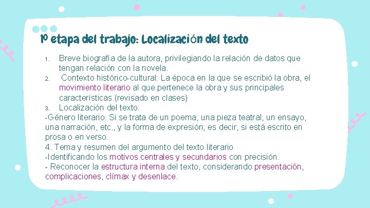 1º etapa del trabajo: Localización del texto Breve biografía de la autora, privilegiando la