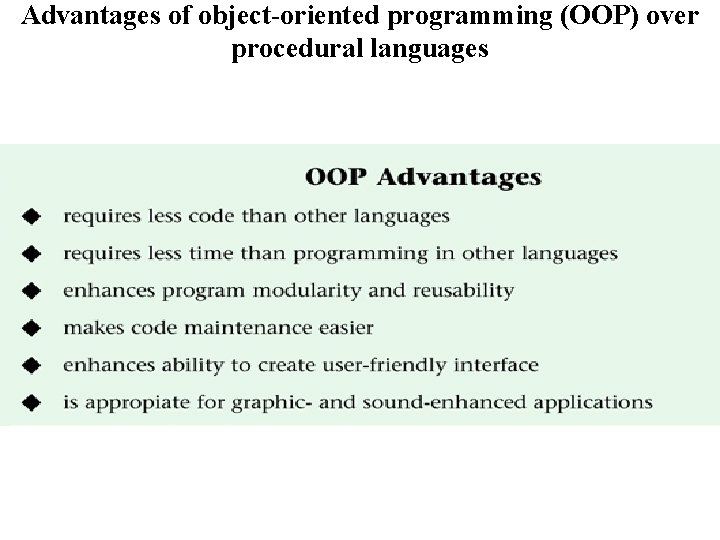 Advantages of object-oriented programming (OOP) over procedural languages 