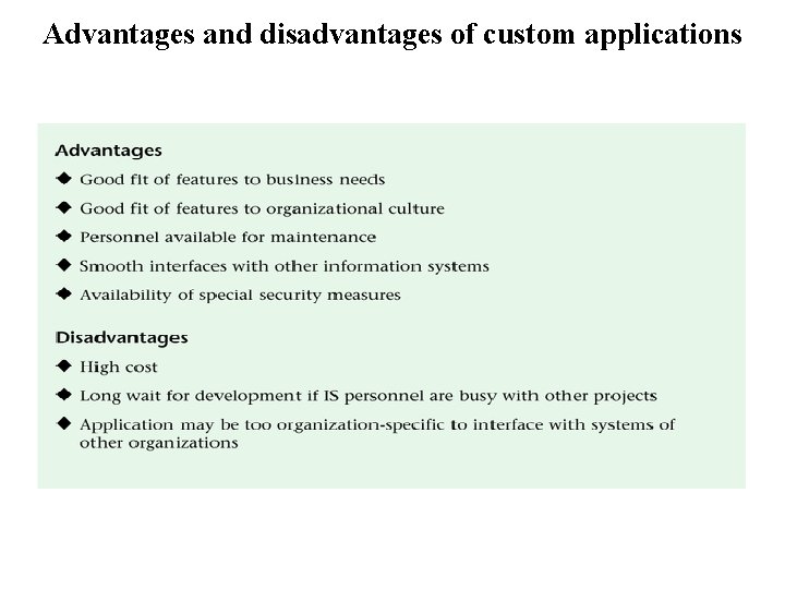 Advantages and disadvantages of custom applications 