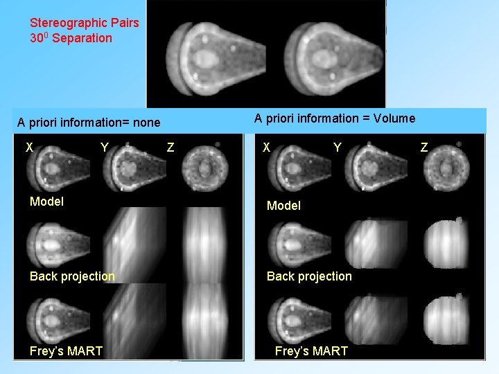 Stereographic Pairs 300 Separation A priori information = Volume A priori information= none X Stereographic Pairs 300 Separation A priori information = Volume A priori information= none X