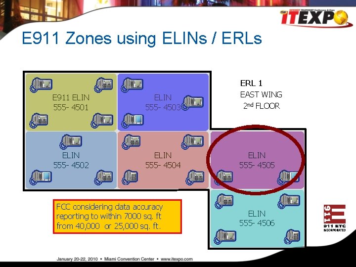 E 911 Zones using ELINs / ERLs E 911 ELIN 555 - 4503 ERL