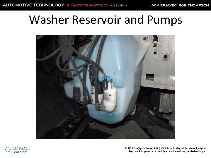 Washer Reservoir and Pumps © 2015 Cengage Learning. All Rights Reserved. May not be