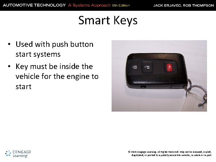 Smart Keys • Used with push button start systems • Key must be inside