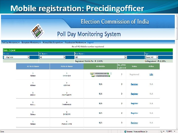 Mobile registration: Precidingofficer 