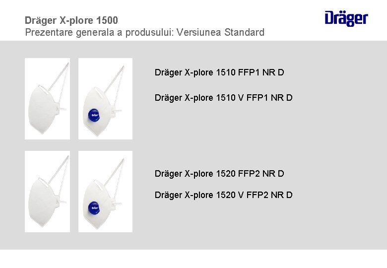 Dräger X-plore 1500 Prezentare generala a produsului: Versiunea Standard Dräger X-plore 1510 FFP 1