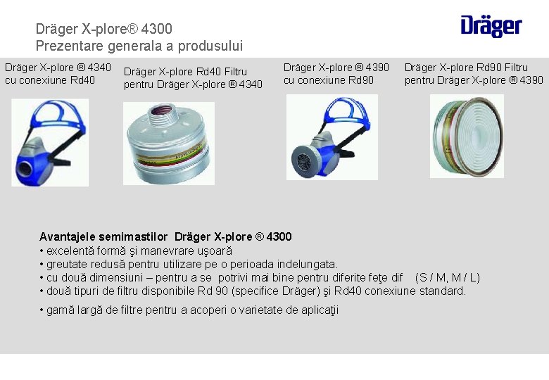 Dräger X-plore® 4300 Prezentare generala a produsului Dräger X-plore ® 4340 cu conexiune Rd