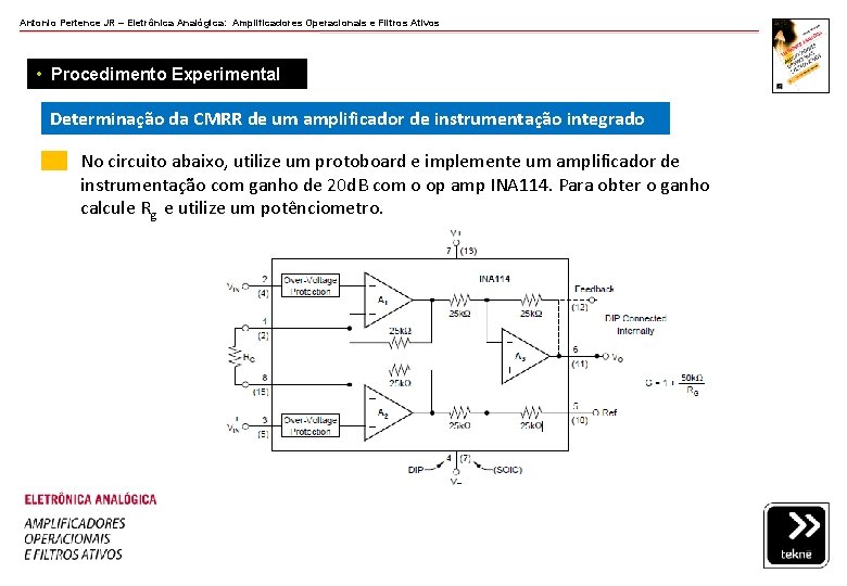 Antonio Pertence JR – Eletrônica Analógica: Amplificadores Operacionais e Filtros Ativos • Procedimento Experimental Antonio Pertence JR – Eletrônica Analógica: Amplificadores Operacionais e Filtros Ativos • Procedimento Experimental