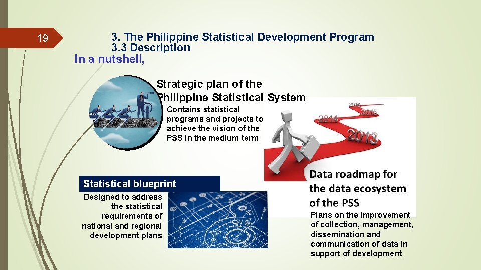 19 3. The Philippine Statistical Development Program 3. 3 Description In a nutshell, Strategic