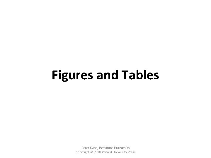 Figures and Tables Peter Kuhn, Personnel Economics Copyright © 2018 Oxford University Press 