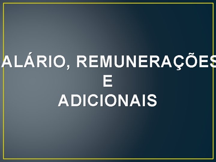 SALÁRIO, REMUNERAÇÕES E ADICIONAIS SALÁRIO, REMUNERAÇÕES E ADICIONAIS