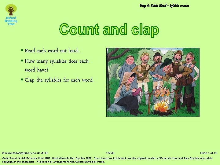 Stage 6: Robin Hood – Syllable counter • Read each word out loud. •