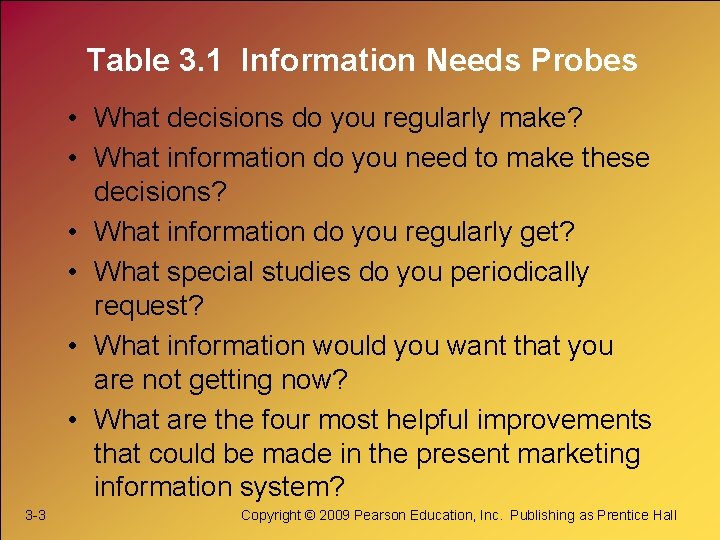 Table 3. 1 Information Needs Probes • What decisions do you regularly make? •
