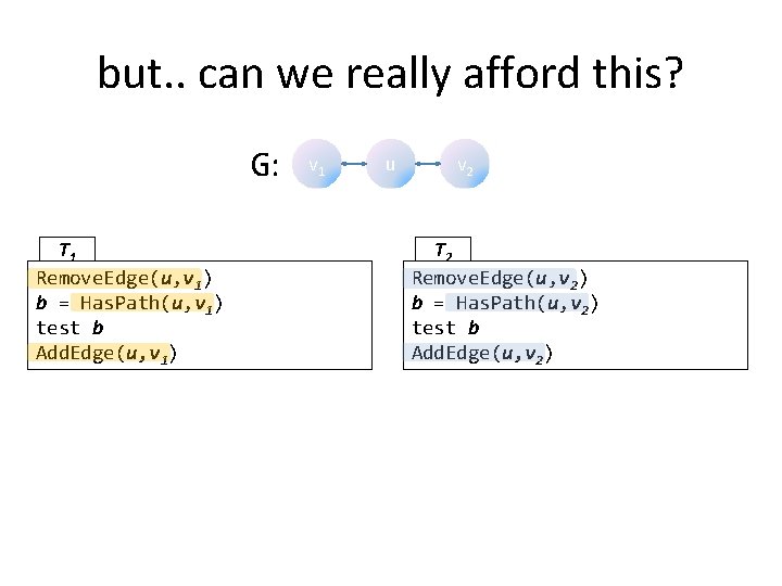 but. . can we really afford this? G: T 1 Remove. Edge(u, v 1)