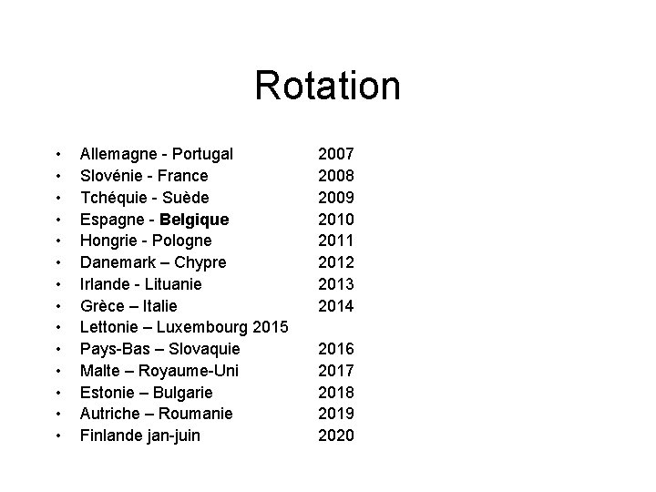 Rotation • • • • Allemagne - Portugal Slovénie - France Tchéquie - Suède