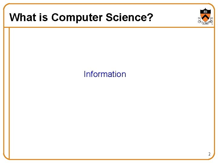 What is Computer Science? Information 2 What is Computer Science? Information 2