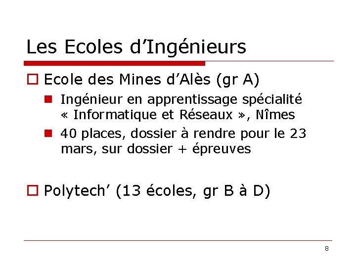 Les Ecoles d’Ingénieurs Ecole des Mines d’Alès (gr A) Ingénieur en apprentissage spécialité «