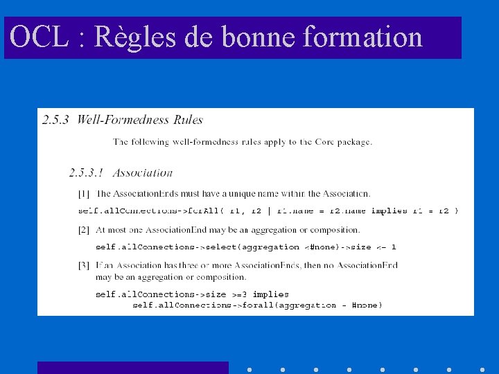 OCL : Règles de bonne formation 