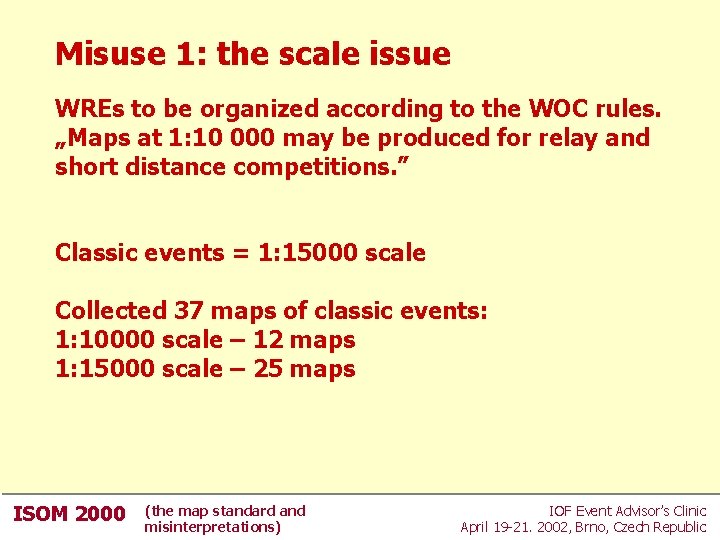 Misuse 1: the scale issue WREs to be organized according to the WOC rules. Misuse 1: the scale issue WREs to be organized according to the WOC rules.