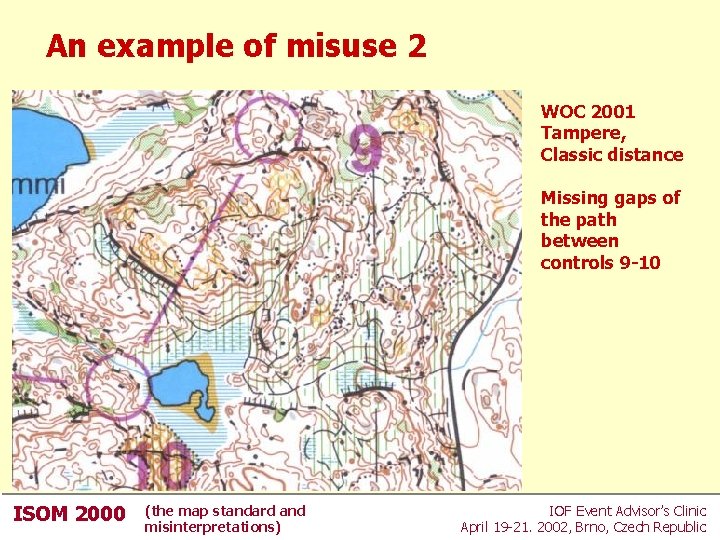 An example of misuse 2 WOC 2001 Tampere, Classic distance Missing gaps of the An example of misuse 2 WOC 2001 Tampere, Classic distance Missing gaps of the