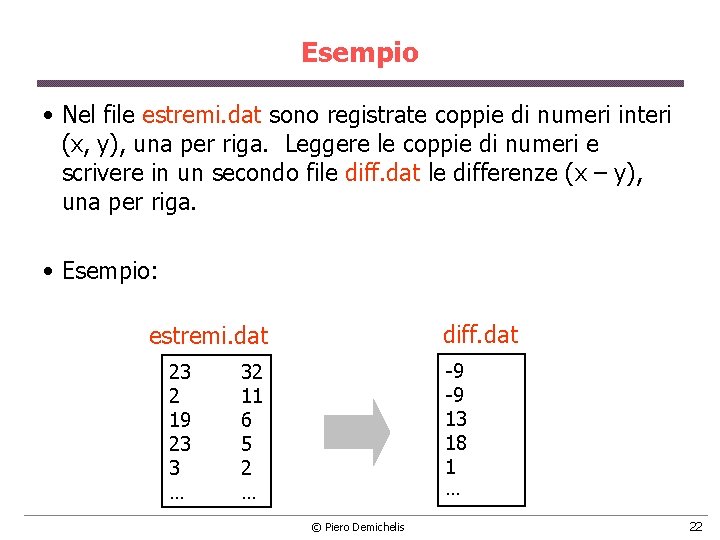Esempio • Nel file estremi. dat sono registrate coppie di numeri interi (x, y), Esempio • Nel file estremi. dat sono registrate coppie di numeri interi (x, y),