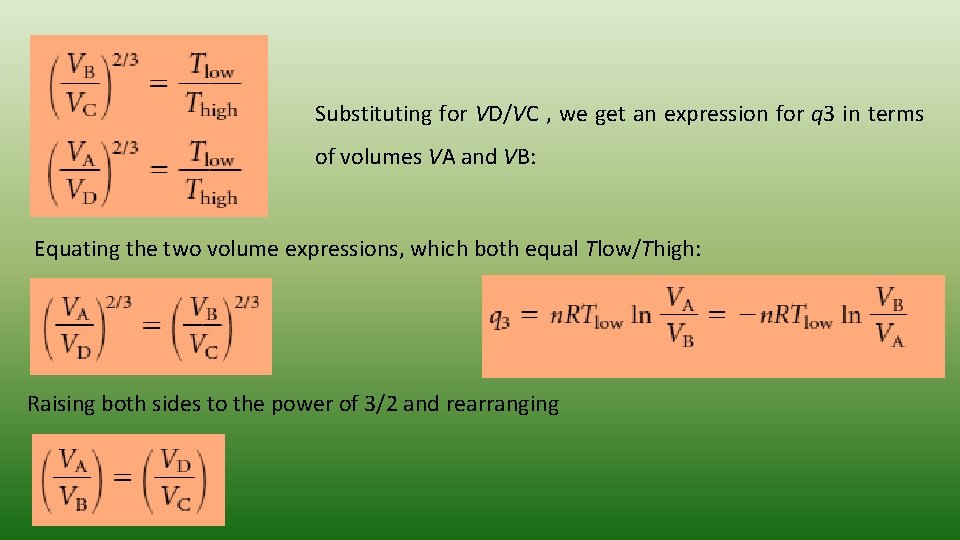 Substituting for VD/VC , we get an expression for q 3 in terms of Substituting for VD/VC , we get an expression for q 3 in terms of